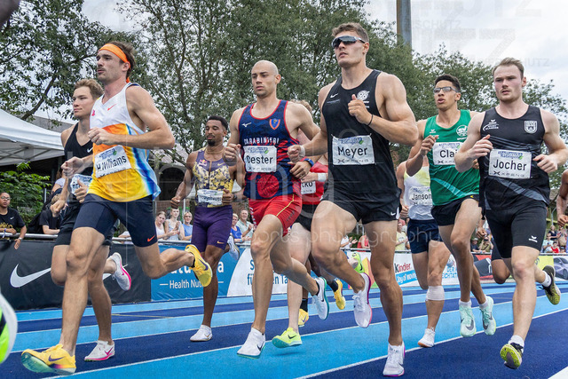 Multisport Event; Ratingen, 28.06.2026 | RATINGEN, GERMANY - JUNE 28, 2026 : Harrison Williams (USA / United States), Dario Dester (ITA / Italy), Marcel Meyer (GER / Germany) and Roman Jocher (GER / Germany) competing over 1500m during the Multisport Event at Stadion Ratingen on June 28, 2026 in Ratingen, Germany.