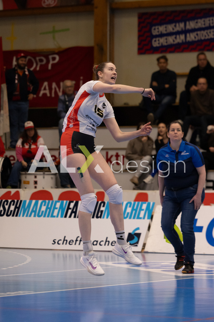 Volleyball I Frauen I Saison 2025-2026 I Volleyball NLA | Women I 1/4 Finals I VC Kanti Schaffhausen - BIWI Volleyball Franches-Montagnes I 21.02.2026 | 15 Vanina Membrez (CH) (BIWI VFM) – Mittelblock - Realisiert mit Pictrs.com
