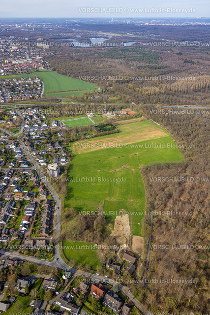 Duisburg230302437 | Luftbild, Wiesen und Felder Landschaftsschutzgebiet Rahmerbuschfeld, Rahm, Duisburg, Ruhrgebiet, Nordrhein-Westfalen, Deutschland
