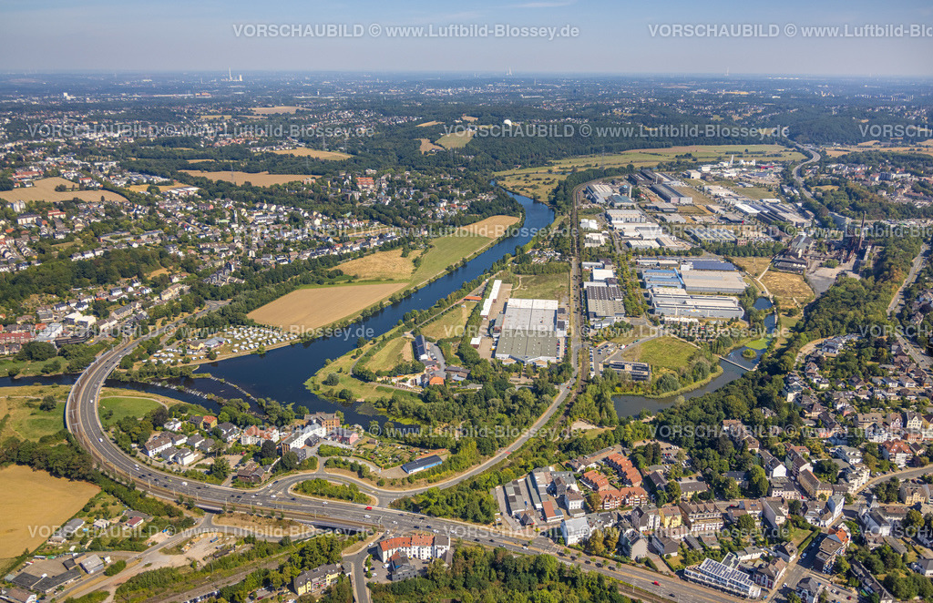 Hattingen220807676 | Luftbild, Gewerbepark und Landschaftspark Henrichshütte, Fluss Ruhr, Hattingen, Ruhrgebiet, Nordrhein-Westfalen, Deutschland