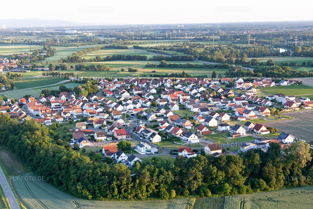 Luftbild: Ortsansicht im Ortsteil Hardtwald in Neupotz im Bundesland Rheinland-Pfalz in Deutschland. Foto: IMG_115350.jpg vom 13.06.2019 durch Werner Riehm/FLY-FOTO.de
