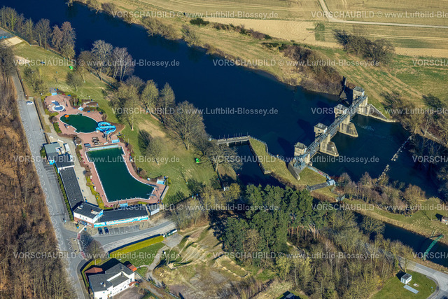 Wickede250305755 | Luftbild, Freibad Wickede (Ruhr) und Fröndenberger Wehr am Fluss Ruhr, Wickede, Soester Börde, Nordrhein-Westfalen, Deutschland