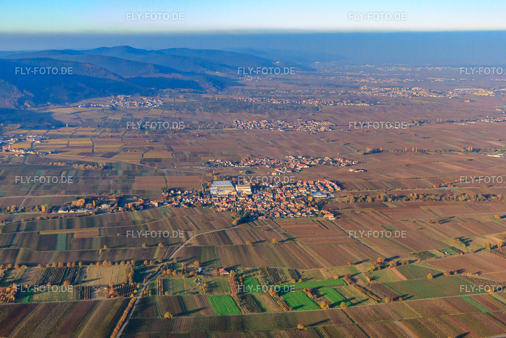 Dorfansicht von Süden | Luftbild: Dorfansicht von Süden in Böchingen im Bundesland Rheinland-Pfalz in Deutschland. Foto: IMG_46194.jpg vom 31.10.2011 durch Werner Riehm/FLY-FOTO.de - Realisiert mit Pictrs.com