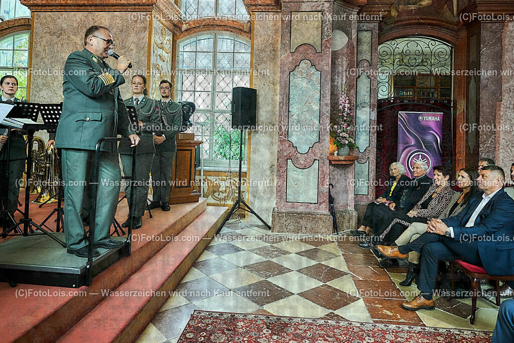 ALS1628_XXXIX-Chopin-Festival_Ausklang_Militaermusikkapelle NOe | (C)FotoLois.com, Alois Spandl, XXXIX. internationales CHOPIN-Festival in der Kartause Gaming, AUSKLANG in der Barockbibliothek mit der Militärmusik Niederösterreich unter der Leitung von Militärkapellmeister Oberst Adolf Obendrauf, So 6. August 2023.