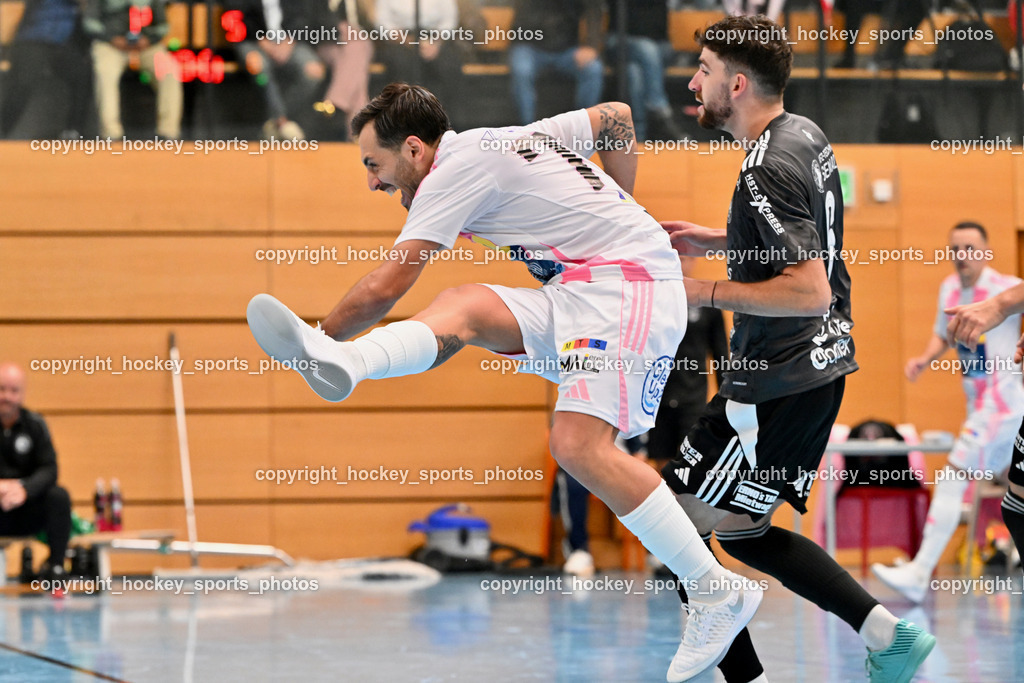 Carinthia Flamengo Futsal Club vs. FC Ljuti Krajisnici | #70 Yosifov Svetlozar Angelov Carinthia Flamengo, #6 Muhamed Ramic FC Ljuti Krajisnici, Carinthia Flamengo Futsal Club vs. FC Ljuti Krajisnici, Carinthia Flamengo Fusal Club vs. FC Ljuti Krajisnici am 12.10.2025 in Klagenfurt (Ballspielhalle Viktring), Austria, (Photo by Bernd Stefan)