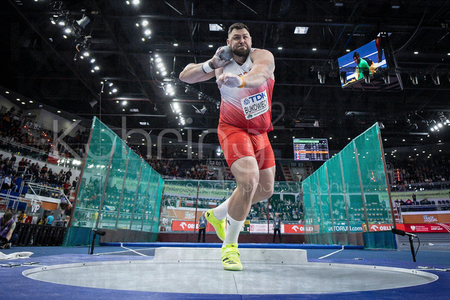 World Athletics Indoor Championships Kujawy Pomorze 26, 22.03.2026 | TORUN, POLAND - MARCH 22:  Konrad BUKOWIECKI (POL) competes in the men's shot put during the World Athletics Indoor Championships Kujawy Pomorze 26 on day 3 / session 1 at Kujawsko-Pomorska Arena Torun on March 22, 2026 in Torun, Poland. 