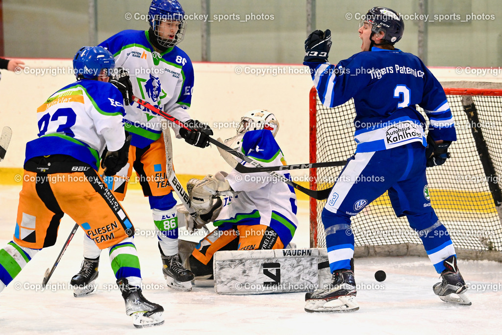  EC Tigers Paternion vs. EC Virgen 8.1.2022 | #3 Kronawetter Piersilvio, #93 Stadler Dominik, #86 Lang Simon, Tor EC Tigers Paternion, #50 Berger Matthias