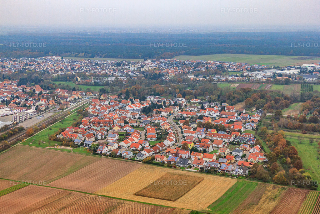 Luftbild: Robert-Kochs-Straße in Bellheim im Bundesland Rheinland-Pfalz in Deutschland. Foto: IMG_60883.jpg vom 16.11.2013 durch Werner Riehm/FLY-FOTO.de
