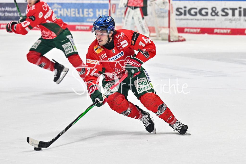 Augsburger Panther - ERC Ingolstadt | AUGSBURG, GERMANY - 12. DECEMBER: am Puck D. J. BUSDEKER (Augsburger Panther 14) / Einzelfoto / Freisteller während dem Match zwischen den Augsburger Panthern und dem ERC Ingolstadt am 27. Spieltag der Penny DEL im Curt Frenzel Stadion