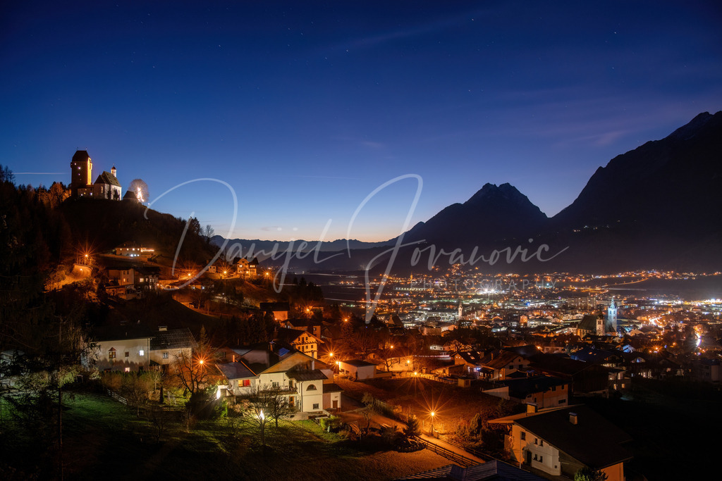 Freundsberg | Freundsberg und Schwaz in der Abenddämmerung