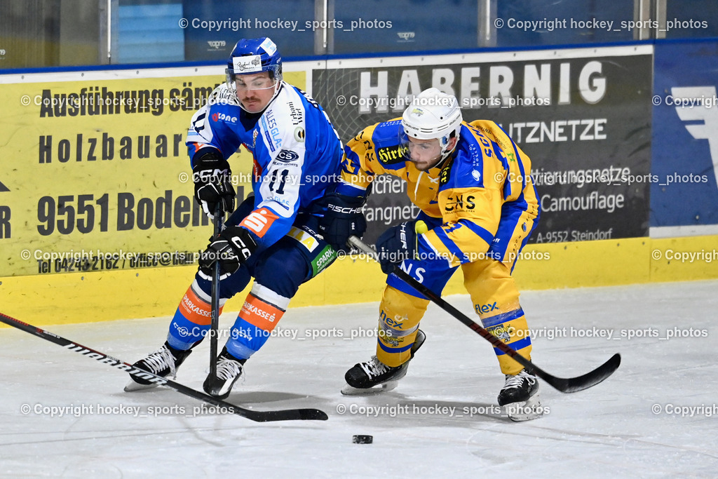 ESC SPARKASSE STEINDORF vs. 1. EHC ALTHOFEN | #11 Kalan Luka ESC Steindorf, #67 Schettina Kevin EHC Althofen, ESC SPARKASSE STEINDORF vs. 1. EHC ALTHOFEN, ESC SPARKASSE STEINDORF vs. 1. EHC ALTHOFEN am 30.11.2025 in Steindorf (Ossiachersee Halle), Austria, (Photo by Bernd Stefan)