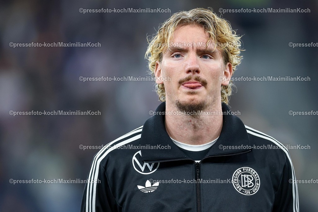 DFB10102502099 | 10.10.2025, Fußball, Länderspiel, Deutschland - Luxemburg, UEFA WM-Qualifikation, 2025/2026, Gruppe A, PreZero Arena in Sinsheim: Nick Woltemade (GER #11) DFB regulations prohibit any use of photographs as image sequences and or quasi-video.