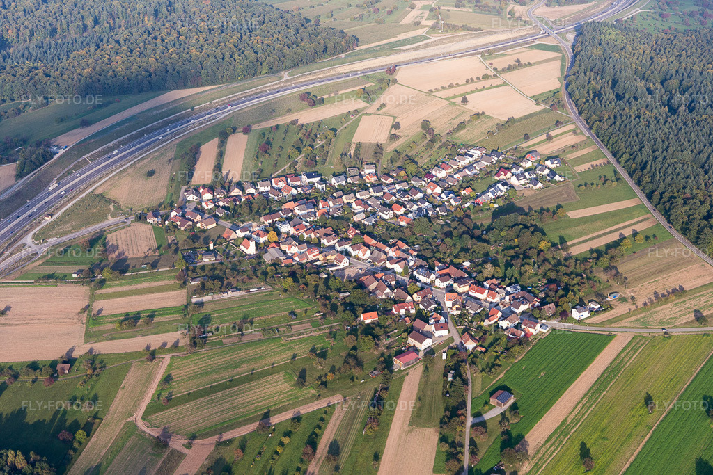 Luftbild: Ortsteil Mutschelbach im Ortsteil Obermutschelbach in Karlsbad im Bundesland Baden-Württemberg in Deutschland. Foto: IMG_103611.jpg vom 23.09.2017 durch Werner Riehm/FLY-FOTO.de