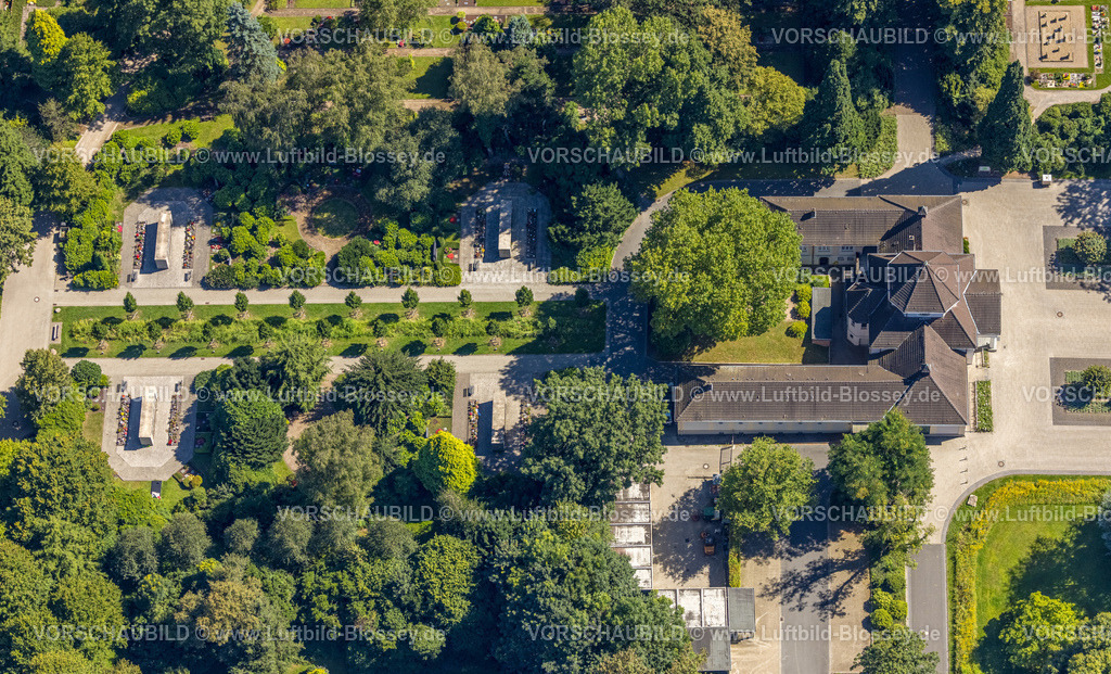 Herne240803704 | Luftbild, Südfriedhof mit Kapelle und Grünanlage Gräberfeld, Sodingen, Herne, Ruhrgebiet, Nordrhein-Westfalen, Deutschland