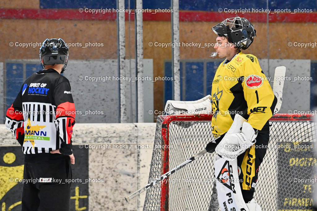 EC Hornets Spittal vs. USC Piraten Velden 18.2.2024 | #1 Zauchner Rene EC Hornets Spittal, EC Hornets Spittal vs. USC Piraten Velden 18.2.2024, EC Hornets Spittal vs. USC Piraten Velden 18.2.2024 am 18.02.2024 in Spittal an der Drau (Eissportzentrum Spittal), Austria, (Photo by Bernd Stefan)