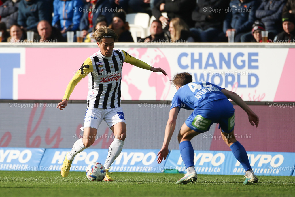 A_LUI_20230409_0024 | SPORT FUSSBALL ADMIRAL BUNDESLIGA 2022/23 LASK VS STURM GRAZ
IM BILD: Keith Nakamura (Lask), David Affengruber (Sturm).
FOTO:FOTOLUI/UW