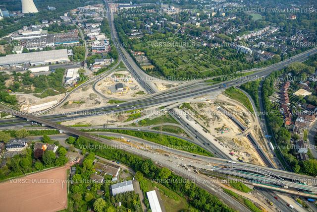 Herne240500297 | Luftbild, Autobahnkreuz Herne Großbaustelle mit Tunnel Neubau, Autobahn A43 und Autobahn A42, Baukau-West, Herne, Ruhrgebiet, Nordrhein-Westfalen, Deutschland