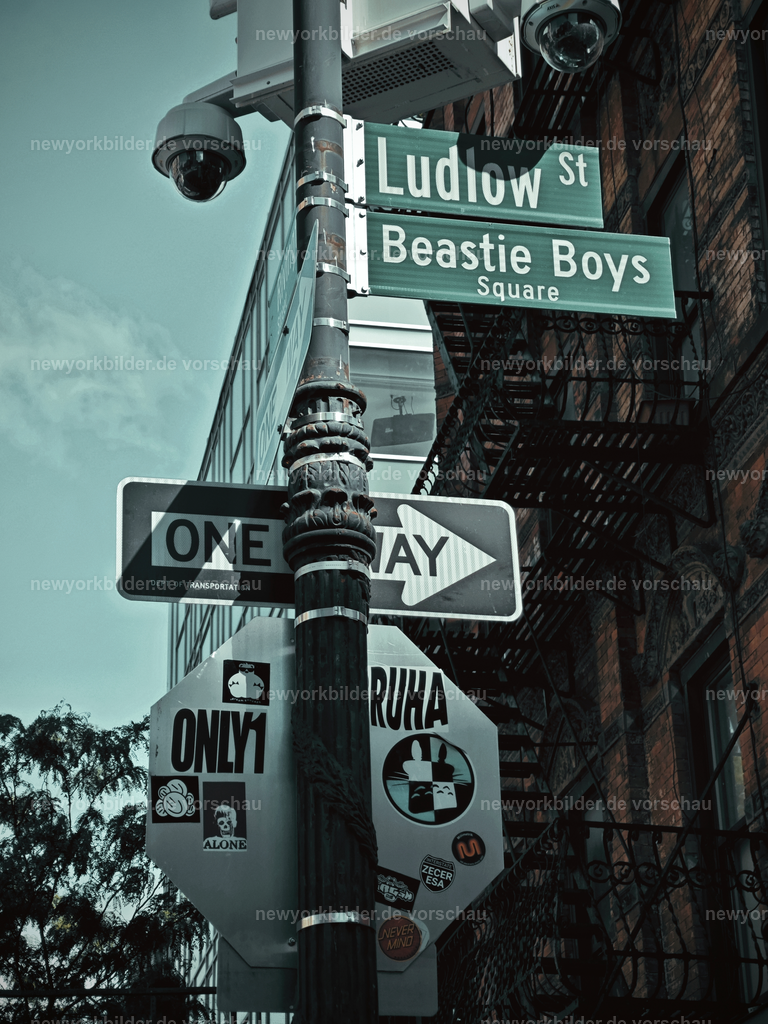 Beastie Boys Square in Manhattan: unabhängige Shops, Gastronomie und urbanes Leben | Beastie Boys Square ist mehr als nur eine Kreuzung – es ist ein Symbol für die kreative Seele New Yorks. Hier, in einer der spannendsten Nachbarschaften der Stadt, pulsiert das Leben in all seinen Facetten. Unabhängige Geschäfte reihen sich an kleine Cafés und Restaurants, die kulinarische Vielfalt bieten, während die Straßen voller Menschen sind, die den urbanen Rhythmus genießen. Die Atmosphäre ist einzigartig: ein Mix aus Musik, Kultur und Geschichte, der den Geist der Beastie Boys und die Energie der Metropole spürbar macht. Dieses Bild fängt genau diesen Moment ein – die Kreuzung als Treffpunkt, als Bühne für das echte Leben. Wer hier steht, spürt die Dynamik und Kreativität, die New York so unverwechselbar machen. Es ist ein Ort für Entdecker, Genießer und alle, die die Stadt in ihrer authentischsten Form erleben wollen. Ein Motiv, das nicht nur Architektur zeigt, sondern die lebendige Kultur einer Nachbarschaft, die niemals stillsteht.