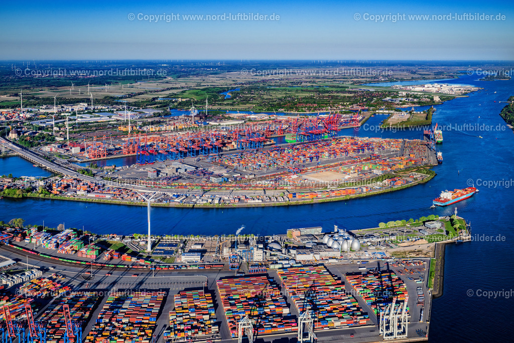 Hamburg_Waltershof_Burchardkai_CTB_ELS_9562270425 | HAMBURG 27.04.2025 HHLA Logistics Container Terminal Burchardkai am Hamburger Hafen in Hamburg. // HHLA Logistics Container Terminal Burchardkai in the Port of Hamburg harbor in Hamburg in Germany. Foto: Martin Elsen