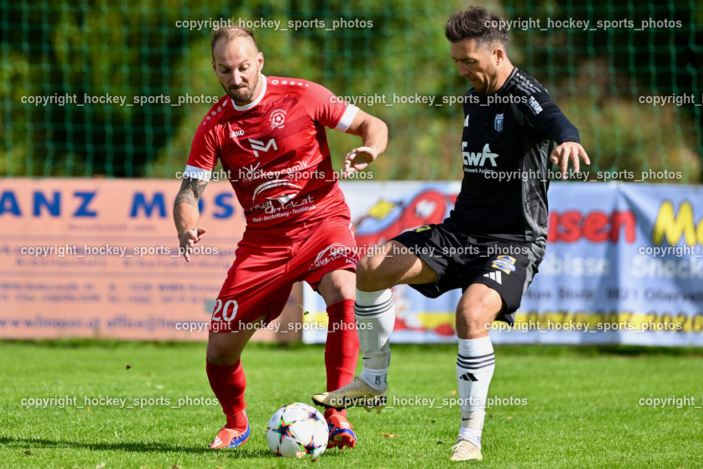SV Rothentuhurn vs. URC Thal Assling | #20 Andreas Allmayer SV Rothenthurn, #8 Patrick Hainzer URC Thal Assling, SV Rothentuhurn vs. URC Thal Assling, SV Rothentuhurn vs. URC Thal Assling am 15.09.2024 in Rothenthurn (Sportplatz Rothenthurn), Austria, (Photo by Bernd Stefan)