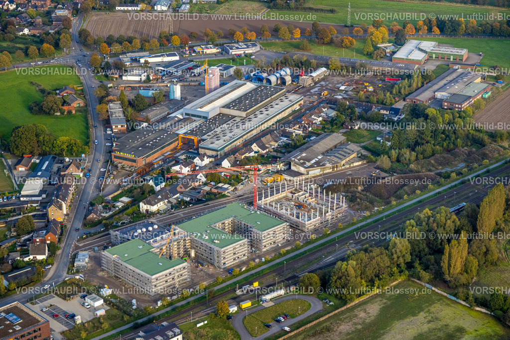 Kleve241014670 | Luftbild, Baustelle des neuen Konrad-Adenauer-Gymnasiums an der Geefacker, Th. Winkels GmbH Metallbauunternehmen, Kleve, Niederrhein, Nordrhein-Westfalen, Deutschland