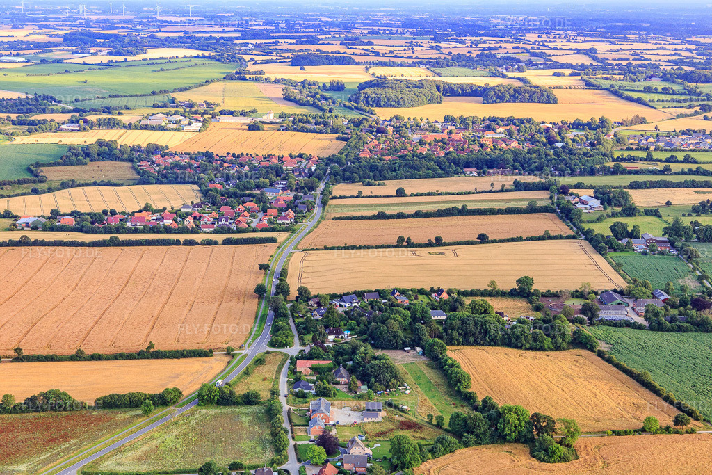 Luftbild: Ortsteil Heuberg-Langballigkaten im Ortsteil Unewattfeld in Langballig im Bundesland Schleswig-Holstein in Deutschland. Foto: IMG_127903.jpg vom 23.07.2021 durch Werner Riehm/FLY-FOTO.de