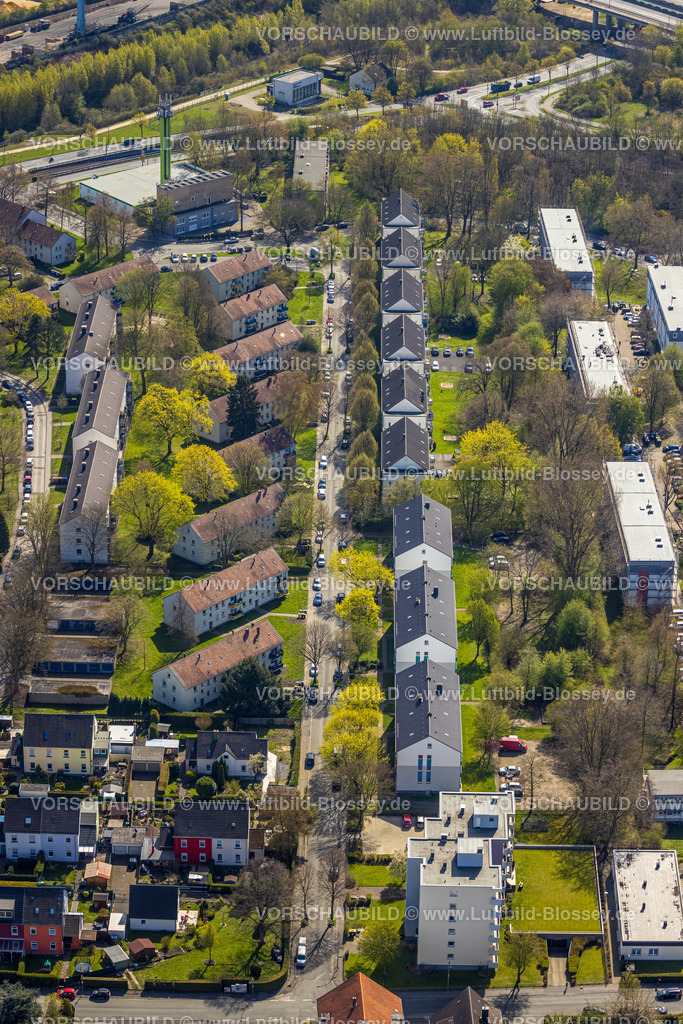 Dortmund220400799 | Luftbild, Reihenhäuser an der Thielenstraße, Huckarde, Dortmund, Ruhrgebiet, Nordrhein-Westfalen, Deutschland