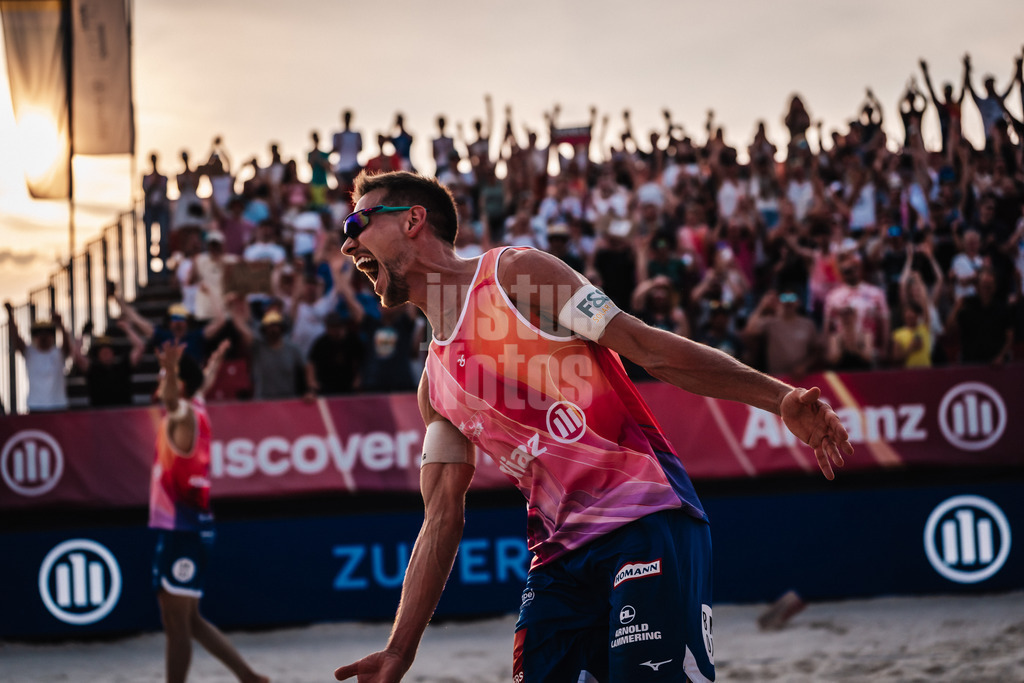 Beachvolleyball | Männer | Allianz German Beach Tour 2025 | Tourstop Bremen | 14.06.2025 | David Poniewaz jubelt nach dem Sieg