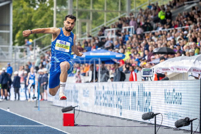 Deutsche Leichtathletik-Meisterschaften; Bochum-Wattenscheid, 26.07.2026 | Deutscher Meister im Dreisprung: Mohammad Amin Alsalami (LAC BERLIN); Deutsche Leichtathletik-Meisterschaften am 26.07.2026 im Lorheide-Stadion, Bochum-Wattenscheid (Nordrhein-Westfalen).
