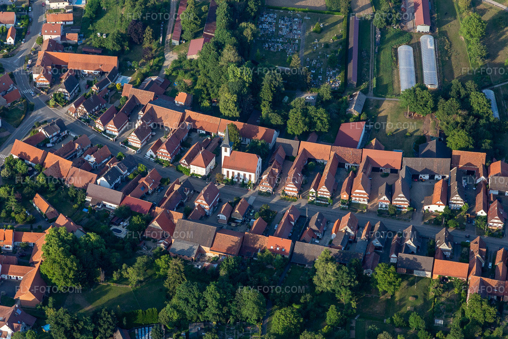 Aerial view: View of the town in Seebach in the state Bas-Rhin, France.Photo: IMG_121005-2.jpg taken on 07/23/2020 by Werner Riehm/FLY-FOTO.comResolution of the original: 5472 x 3648 px