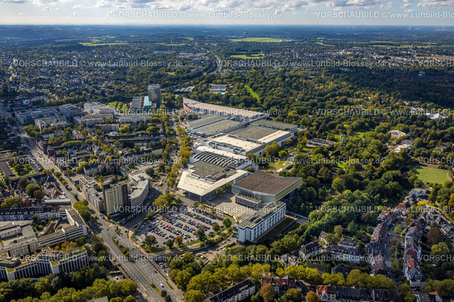 Essen241001789 | Luftbild, Messe Essen mit Grugahalle, Gesamtübersicht mit Grugapark, Gewerbegebiet Messeallee mit EON Hochhaus, Rüttenscheid, Essen, Ruhrgebiet, Nordrhein-Westfalen, Deutschland