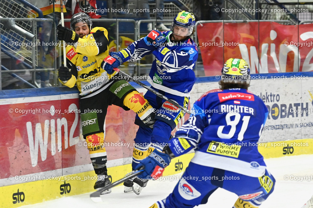 EC IDM Wärmepumpen VSV vs. HC Pustertal | #90 Traversa Tommaso HC PUSTERTAL, #9 RAUCHENWALD Alexander EC VSV, #81 RICHTER Marco EC VSV, EC IDM Wärmepumpen VSV vs. HC Pustertal, EC IDM Wärmepumpen VSV vs. HC Pustertal am 15.11.2024 in Villach (Stadthalle Villach), Austria, (Photo by Bernd Stefan)