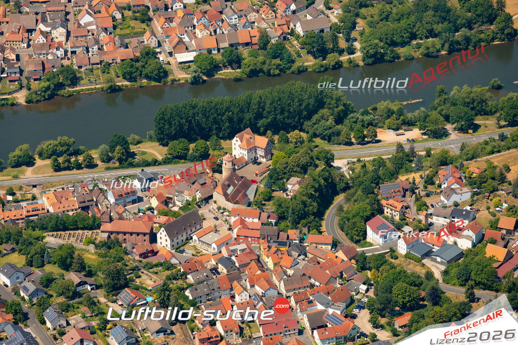 Das Luftbild zeigt : Homburg am Main Triefenstein - Die Luftaufnahme wurde 2023 vom UL-Flugzeug aus erstellt ( keine Drohne ) - Hochauflösende Luftaufnahme - Für grossformatige Ausdrucke geeignet. Die Geschenkidee !Mit Lizenz und Bildrechte bestellbar
