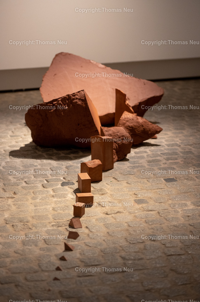 DSC_0546 | Jonas Wendelin zeigt großformatige Skulpturen und Rauminstallationen aus Ton und Lehm, basierend auf 3D‑Scans von organischen Materialien wie verrottenden Baumstämmen und archäologischen Gefäßen aus der Museums‑Sammlung. Diese Arbeiten thematisieren Material als Archiv und Informationsträger, Erosion und Zerstörung — sowohl formal als auch inhaltlich. Die Werke schaffen Spannungsfelder zwischen haptischer Realität und digitaler Wahrnehmung, und lassen Wahrnehmungskategorien wie natürlich oder künstlich verschwimmen. 

