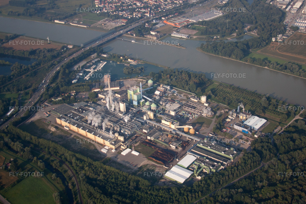 Luftbild: Maxau, Papierfabrik Stora Enso im Ortsteil Knielingen in Karlsruhe im Bundesland Baden-Württemberg in Deutschland. Foto: IMG_52908.jpg vom 05.09.2012 durch Werner Riehm/FLY-FOTO.de