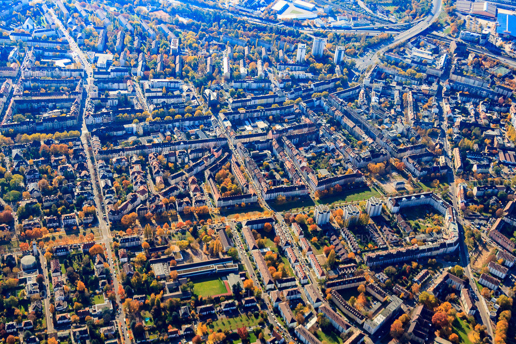 Luftbild: Seldeneckstr im Ortsteil Mühlburg in Karlsruhe im Bundesland Baden-Württemberg in Deutschland. Foto: IMG_35200.jpg vom 31.10.2010 durch Werner Riehm/FLY-FOTO.de
