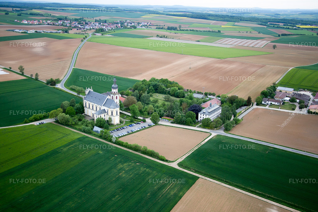 Luftbild: Fährbrück, Wallfahrtskirche in Hausen bei Würzburg im Bundesland Bayern in Deutschland. Foto: IMG_078838.jpg vom 14.05.2015 durch Werner Riehm/FLY-FOTO.de