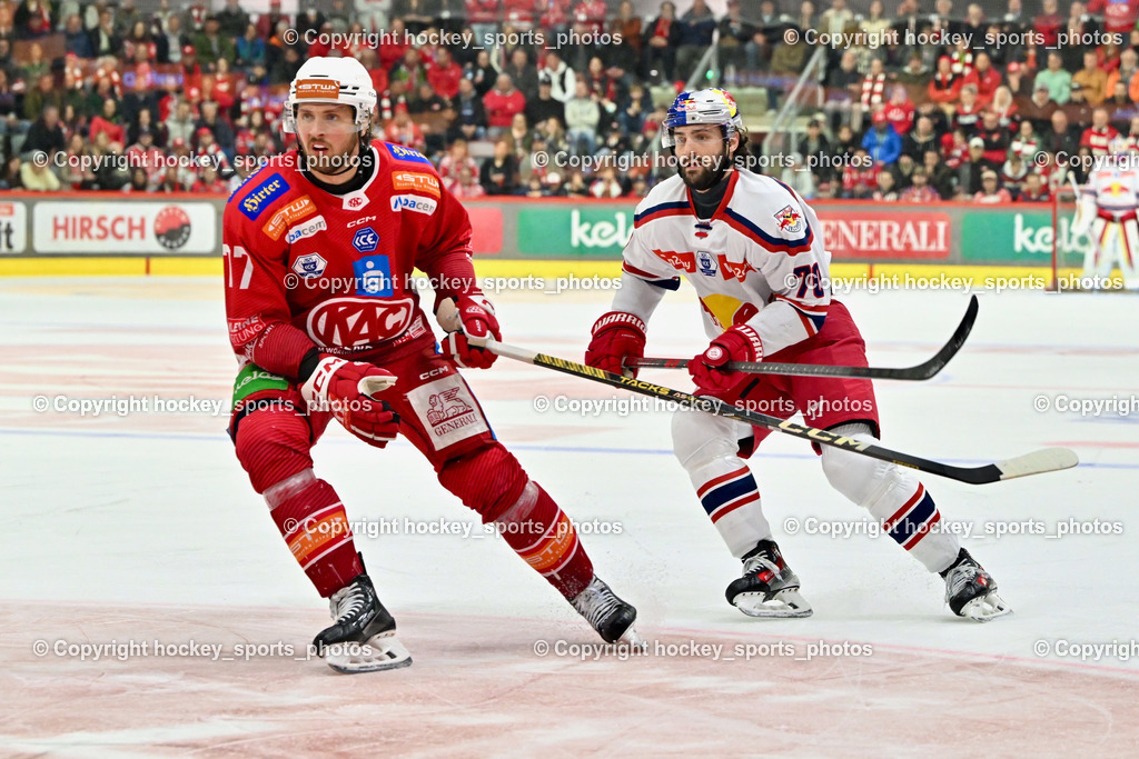 EC KAC vs. EC Red Bull Salzburb | #77 From Mathias EC KAC, #70 Nissner Benjamin EC RED BULL SALZBURG,  EC KAC vs. EC Red Bull Salzburb, EC KAC vs. EC Red Bull Salzburb am 04.04.2025 in Klagenfurt (Heidi Horten Arena), Austria, (Photo by Bernd Stefan)