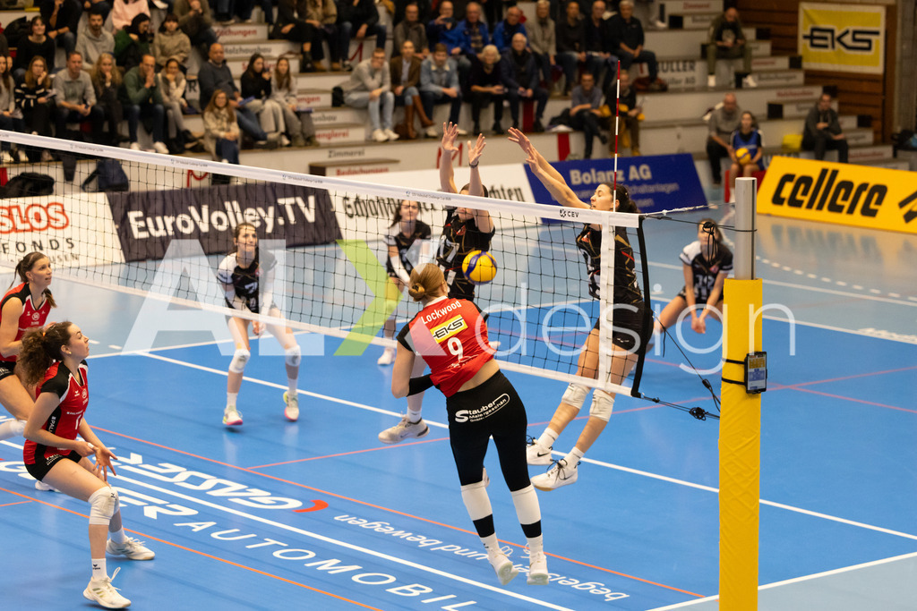Volleyball I Frauen I Saison 2025-2026 I CEV Volleyball Challenge Cup 2026 | Women I 16th Finals I VC Kanti Schaffhausen - TJ Ostrava I 03.12.2025 | VC Kanti Schaffhausen - 9 Jordan Lockwood (USA) – Diagonal - Realisiert mit Pictrs.com