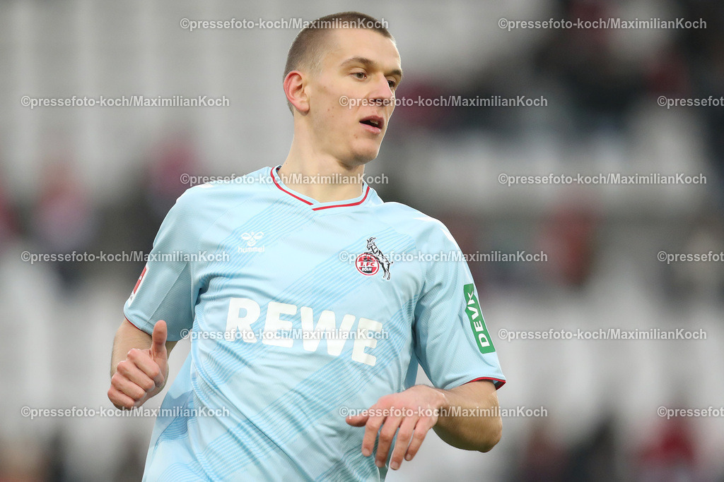 RWE06012402131 | 06.01.2024, Essen, Fußball, Herren, Stadion an der Hafenstraße, Testspiel, Rot-Weiss Essen – 1. FC Köln:  Florian Dietz (1.FC Köln). 
DFB regulations prohibit any use of photographs as image sequences and or quasi-video.