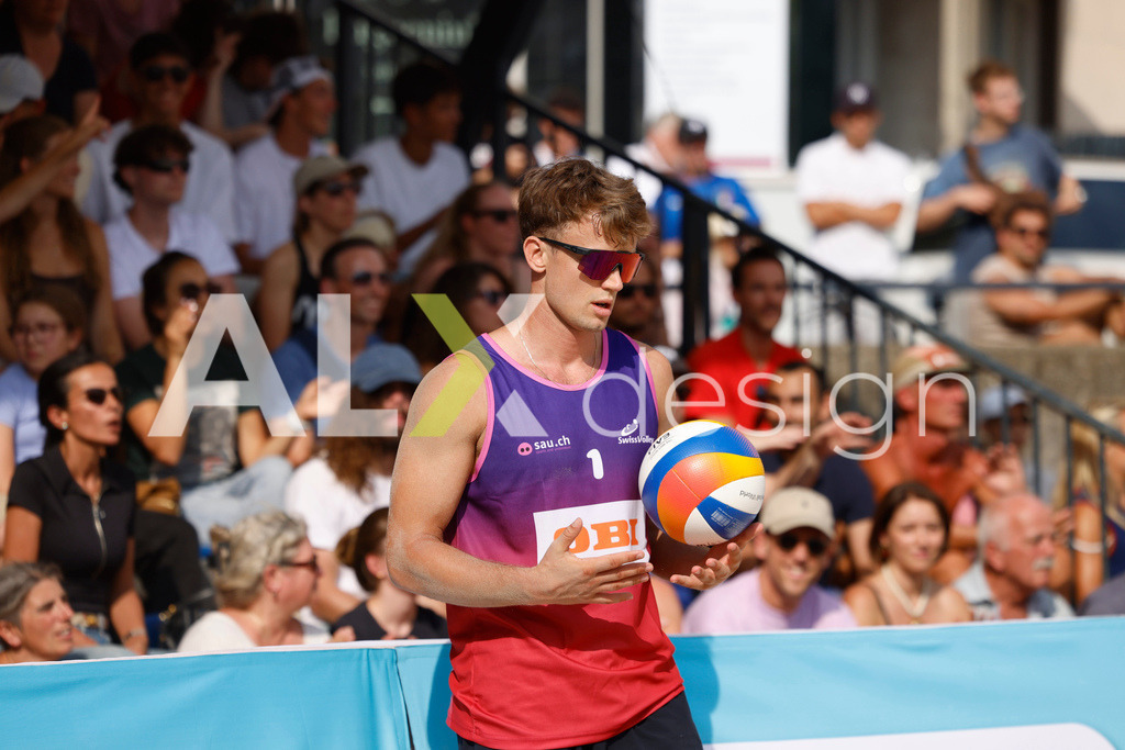 Obi BeachTour 2026 - Basel | BASEL, SWITZERLAND - JULY 19: FLORIAN BREER (SUI) during the Obi BeachTour 2026 match between DILLIER / FLÜCKIGER (SUI) and BREER / KÄLIN (SUI) at Barfüsserplatz on July 19, 2026 in Basel, Switzerland. - Realisiert mit Pictrs.com