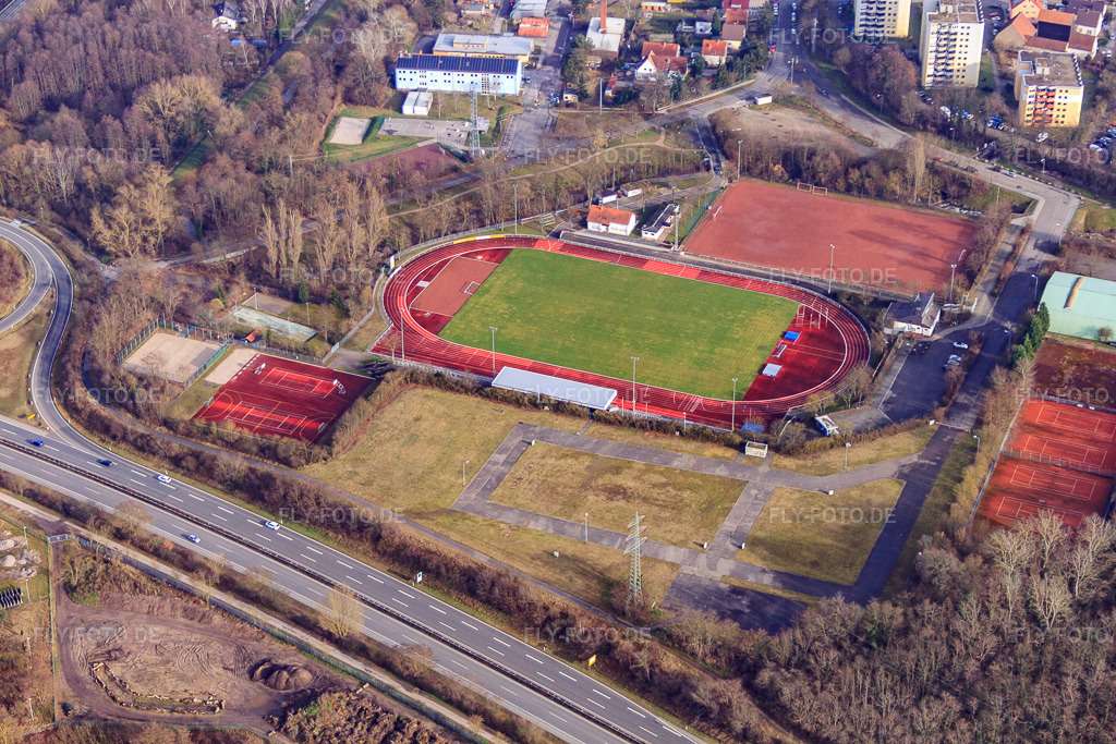 Luftbild: Sportplatz am Sportzentrum Wrede mit Tennisclub Germersheim e.V. in Germersheim im Bundesland Rheinland-Pfalz in Deutschland. Foto: IMG_61706.jpg vom 18.01.2014 durch Werner Riehm/FLY-FOTO.deWWW.TCGERMERSHEIM.DE