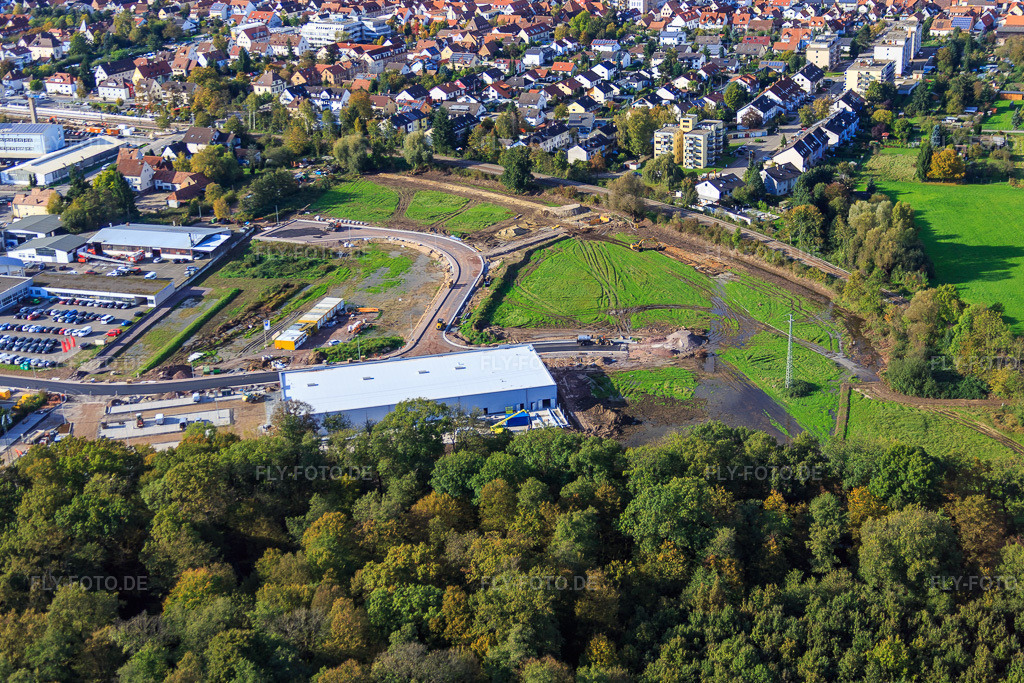 Luftbild: Neueröffnung EDEKA Neubau in der Lauterburger Straße in Kandel im Bundesland Rheinland-Pfalz in Deutschland. Foto: IMG_074525.jpg vom 14.10.2014 durch Werner Riehm/FLY-FOTO.de