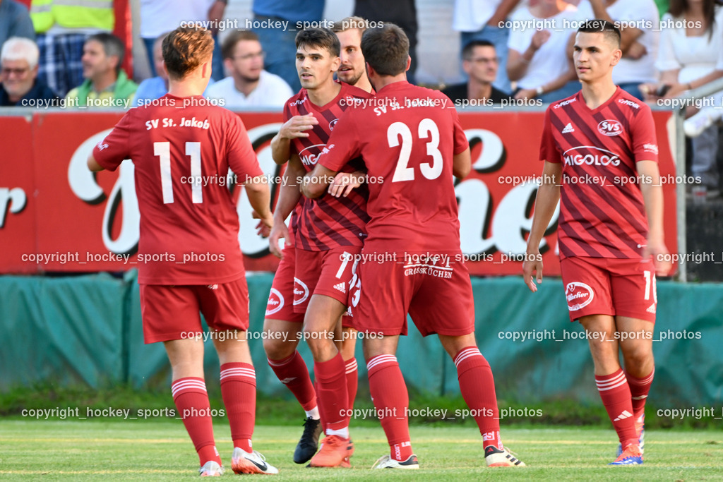 SV St.Jakob vs. SAK | Jubel SV st.Jakob Mannschaft, SV St.Jakob vs. SAK, SV St.Jakob vs. SAK am 23.08.2024 in St. Jakob im Rosenthal (Sportplatz St. Jakob), Austria, (Photo by Bernd Stefan)