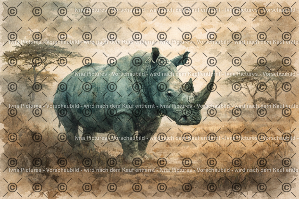 Nashorn in der afrikanischen Savanne | Ivna Pictures - Realisiert mit Pictrs.com