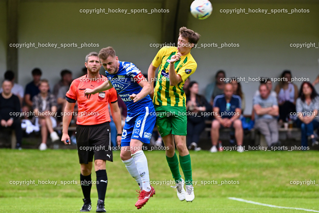 WSG Radenthein vs. St. Michael ob Bleiburg | Christof Leitner Referee, #8 Ziga Rozej St. Michael ob Bleiburg, #19 Simon Hinteregger WSG Radenthein, WSG Radenthein vs. St. Michael ob Bleiburg, WSG Radenthein vs. St. Michael ob Bleiburg  am 15.06.2024 in Radenthein (Sportplatz Radenthein), Austria, (Photo by Bernd Stefan)