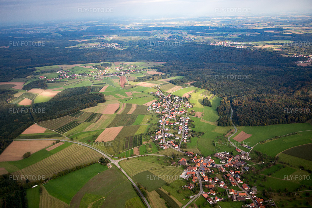 Luftbild: Ortschaft von Südwesten im Ortsteil Wagenschwend in Limbach im Bundesland Baden-Württemberg in Deutschland. Foto: IMG_073580.jpg vom 26.09.2014 durch Werner Riehm/FLY-FOTO.de