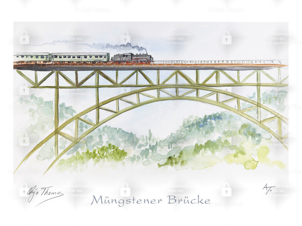 Müngstener Brücke | Die 107 m hohe Brücke aus Stahl überspannt das Tal der Wupper zwischen Solingen und Remscheid. Seit Ihrer Eröffnung im Jahre 1897 ist sie die höchste Eisenbahnbrücke in Deutschland. Sie steht jetzt, zusammen mit anderen Bauwerken aus Europa, auf der Vorschlagsliste zum Unesco-Weltkulturerbe. - Realisiert mit Pictrs.com