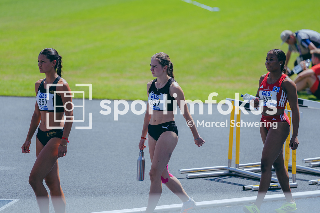Deutsche Meisterschaften U20 / U16 2026 | Emma Seng, LG Stadtwerke München, 357, Lilith Bruynswyck, LG Aachen, 837, Johann Ziesecke, SV Leonardo-da-Vinci Nauen, 133, 200-Meter-Lauf, Halbfinale, Deutsche Meisterschaften der U20 &amp; U16 2026, Lohrheidestadion Bochum-Wattenscheid, 12.07.2026. Foto: Marcel Schwering / sportimfokus - Realisiert mit Pictrs.com