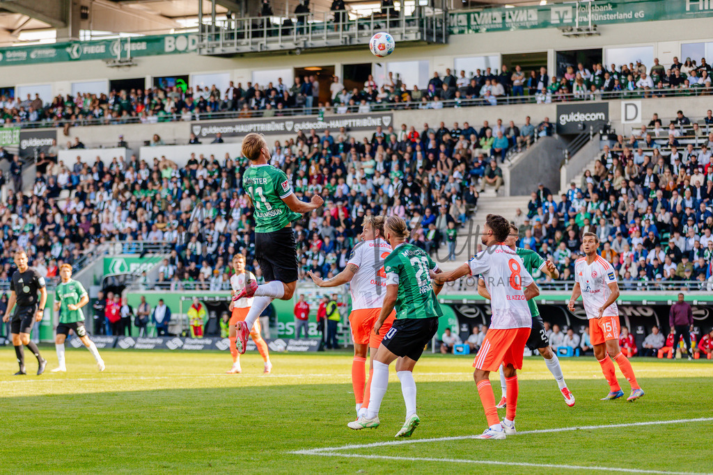 2. Bundesliga, Saison 2025/26, 5. Spieltag : SC Preußen Münster - Fortuna Düsseldorf | Münster, 14.09.2025: 2. Bundesliga, 5. Spieltag, SC Preußen Münster gegen Fortuna Düsseldorf im LVM-Preußenstadion in Münster. Foto: sportfotografie.ms | Markus Paletta - Realisiert mit Pictrs.com